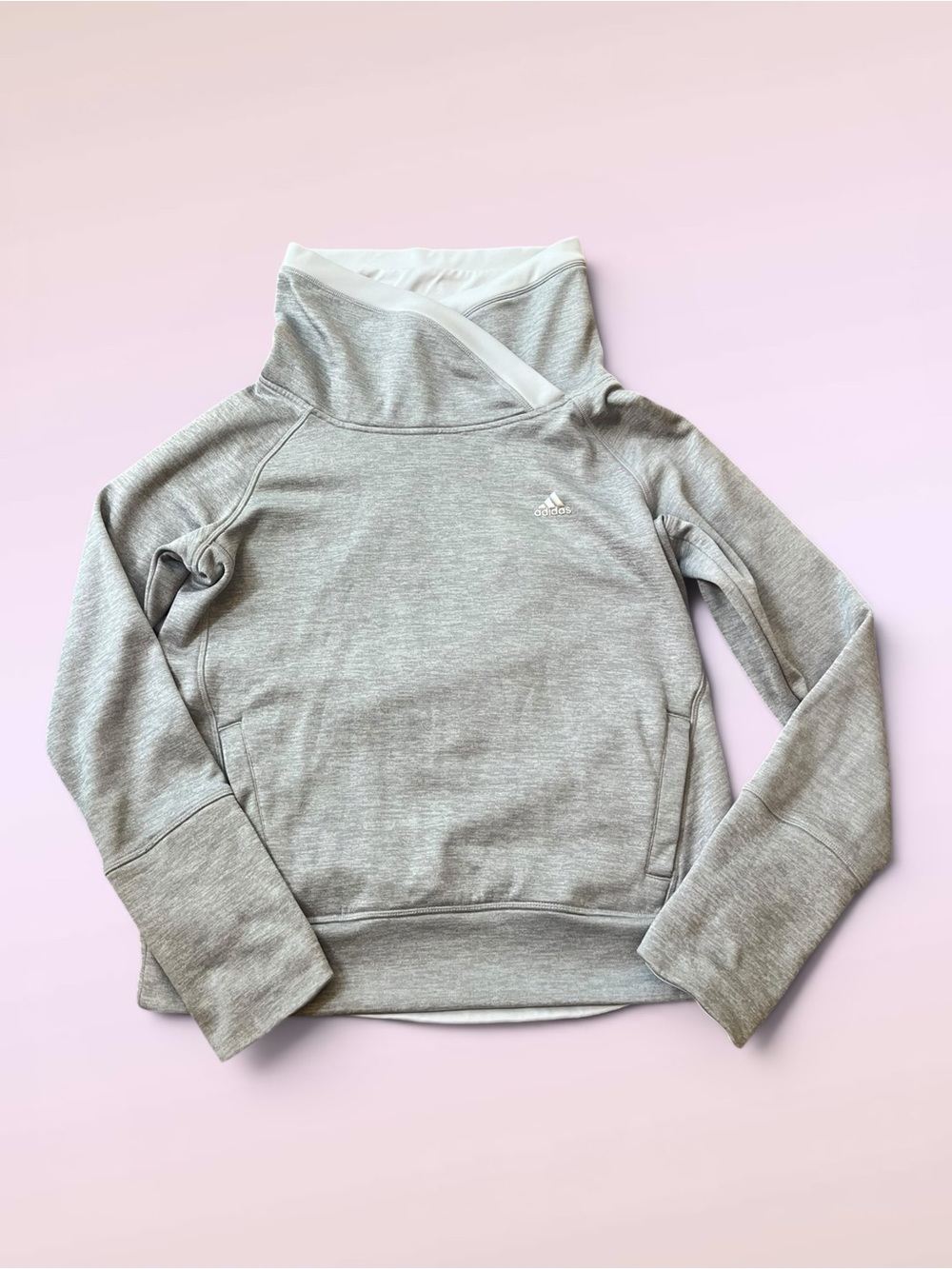 Adidas Climawarm Light Gray Cowl Neck Pullover Sweater